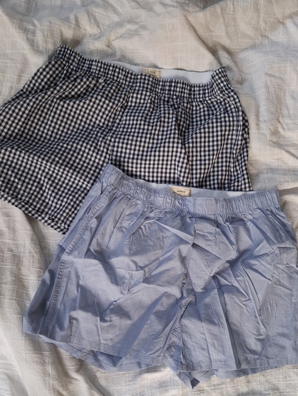New W/O Package 2pc J.Crew Woven Boxers Cotton Mens Mixed Black Blue Large Small